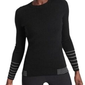 Athleta Table Rock Black Ribbed Sweater Women's Size XS Wool Blend